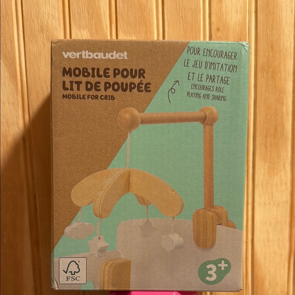Wooden Mobile for Crib - Natural and White